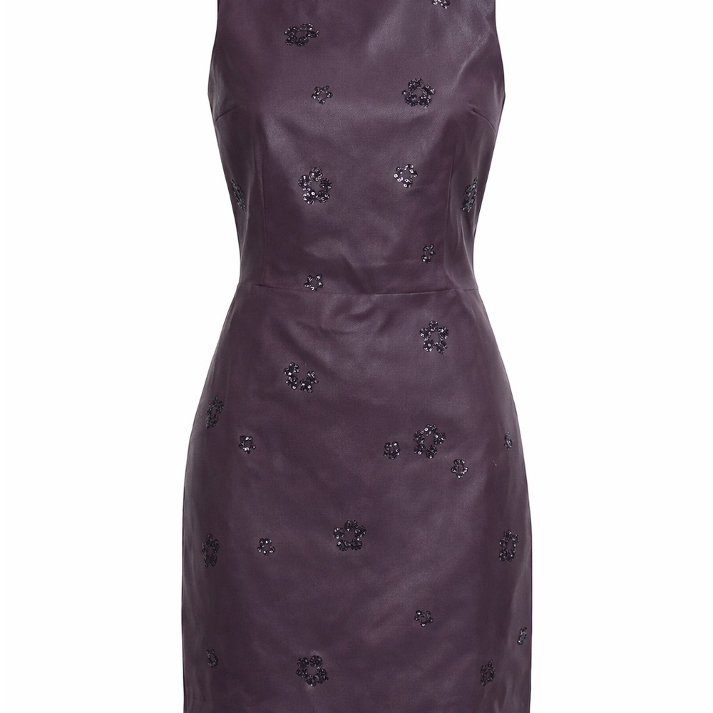 NWT Sunday Edition Sleeveless Embellished Purple Faux Leather Dress